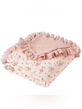Konssy Muslin Baby Blanket 100% Cotton Crib Blanket in Blossom 40” x 36” NWOT